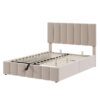 Full Size Upholstered Platform Bed With A Hydraulic Storage System - Beige - Image 2
