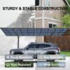 Outdoor Carport, Single Carport Aluminum Metal Frame And Polycarbonate Panels Car Port For Outdoor Driveway Car, Truck - Charcoal - Image 7