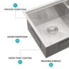 Double Bowl Undermount Kitchen Sink 60 / 40 Split - Brushed Nickel - Image 5
