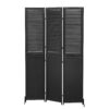 Rustic 3 Panel Room Divider 6Ft Wood Folding Privacy Screen With Metal Frame And Louver Design - Black - Image 8