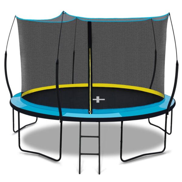 Yc 12Ft Recreational Trampolines With Enclosure For Kids And Adults With Patented Fiberglass Poles - Pumpkin Blue