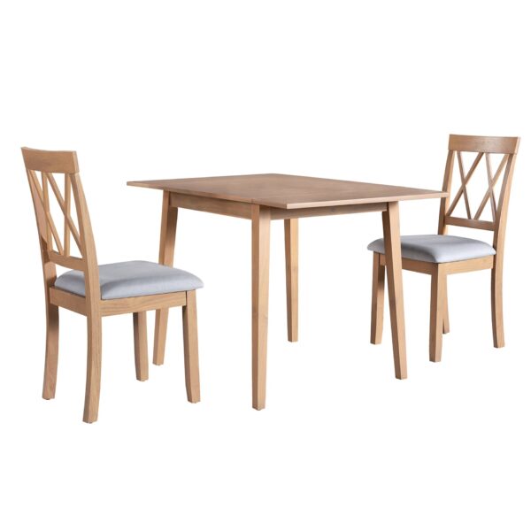 3 Piece Kitchen Dining Set With Drop Leaf Dining Table And 2 Dining Upholstered Chairs, Dining Room Set For Small Places - Natural