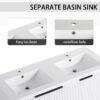 Contemporary Wall Mounted Bathroom Vanity With Resin Double Sink & Soft Close Doors - White - Image 7