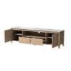 Modern TV Stand With LED Lights Entertainment Center TV Cabinet With Storage For Up To 75" For Gaming Living Room Bedroom - Natural Wood Wash - Image 4