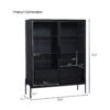 Modern Minimalist Style LED Curio Cabinet With Tempered Glass Door, Metal Legs - Black - Image 3