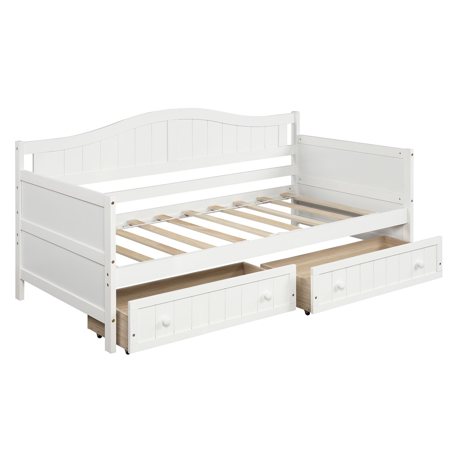 Twin Daybed With 2 Drawers, Sofa Bed For Bedroom Living Room, No Box Spring Needed - White - Image 5