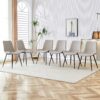 Chic Dining Chair With Black Metal Legs And Curved Widened Cushion Design (Set of 6) - Light Gray - Image 15