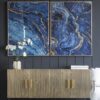 Framed Art Panels, Unique Marbled Design (Set of 2) - Blue - Image 5