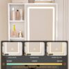Modern Mini Dressing Table With Led-Lit Mirror & Hidden Storage, Adjustable Brightness Vanity Desk - White - Image 6