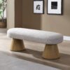 Dining Bench For Dining Room, Upholstered Bedroom End Of Bed Entryway Bench Fabric Ottoman For Living Room - Beige - Image 2
