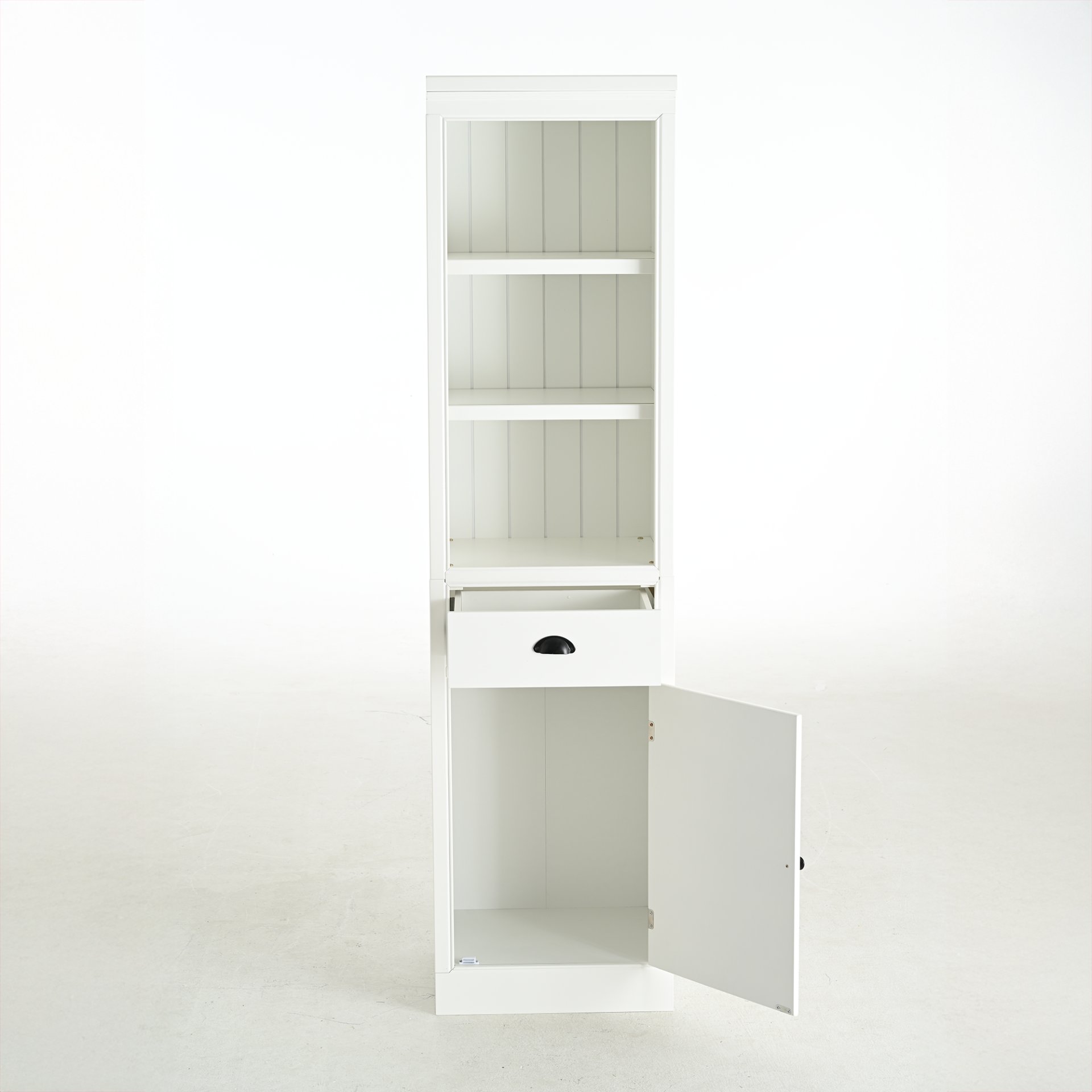 Retro Style 75'' Tall Display Shelf With Cabinet For Hallways Living Room Kitchen - White - Image 11
