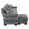 Modern Velvet L Shaped Sectional Cloud Sofa Convertible 4 Seater Modular Couch With Pillows - Gray - Image 14