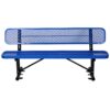 6' Outdoor Steel Bench With Backrest - Blue - Image 10