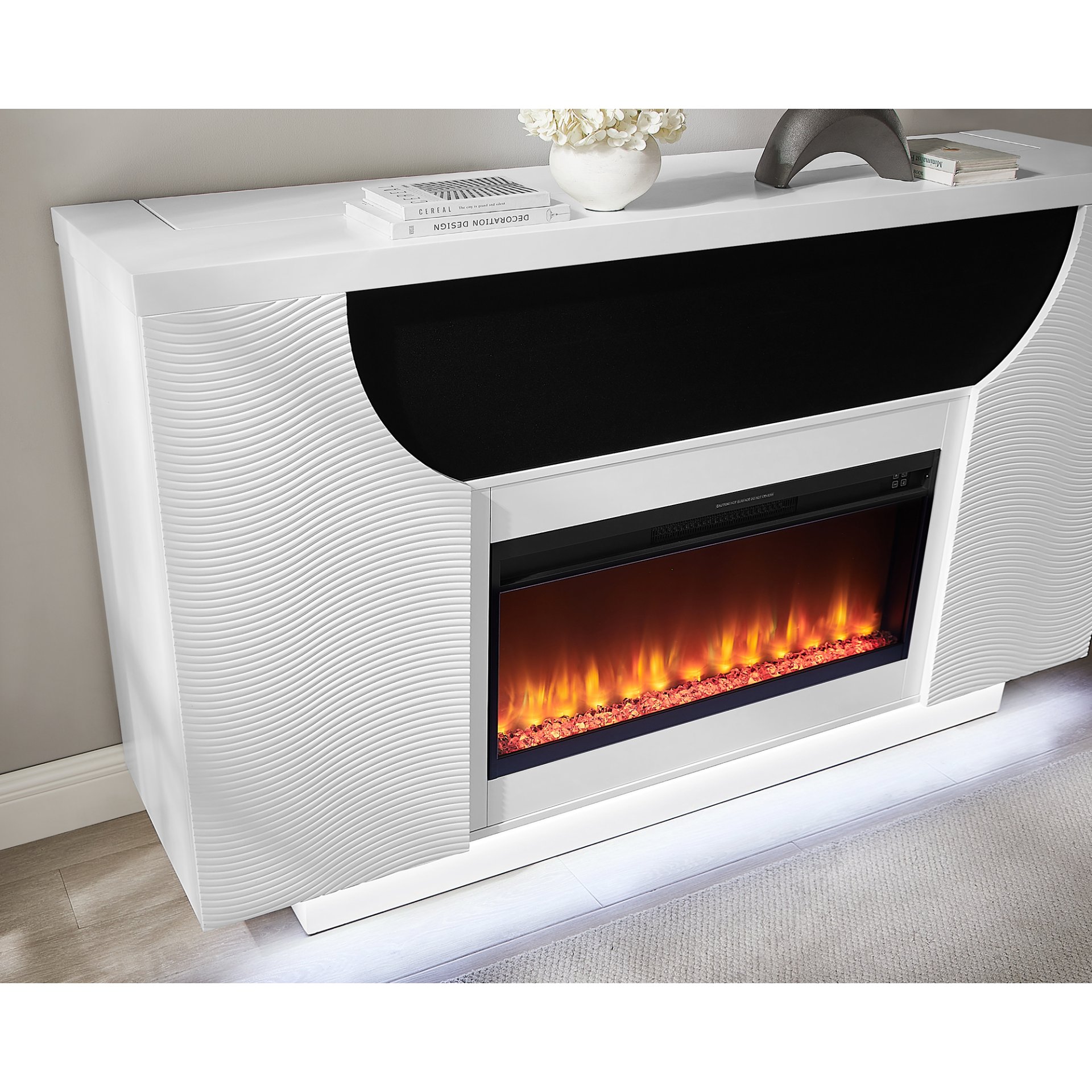 Aurora - Fireplace TV Lift With Adjustable Temperature And LED Colors - White - Image 8
