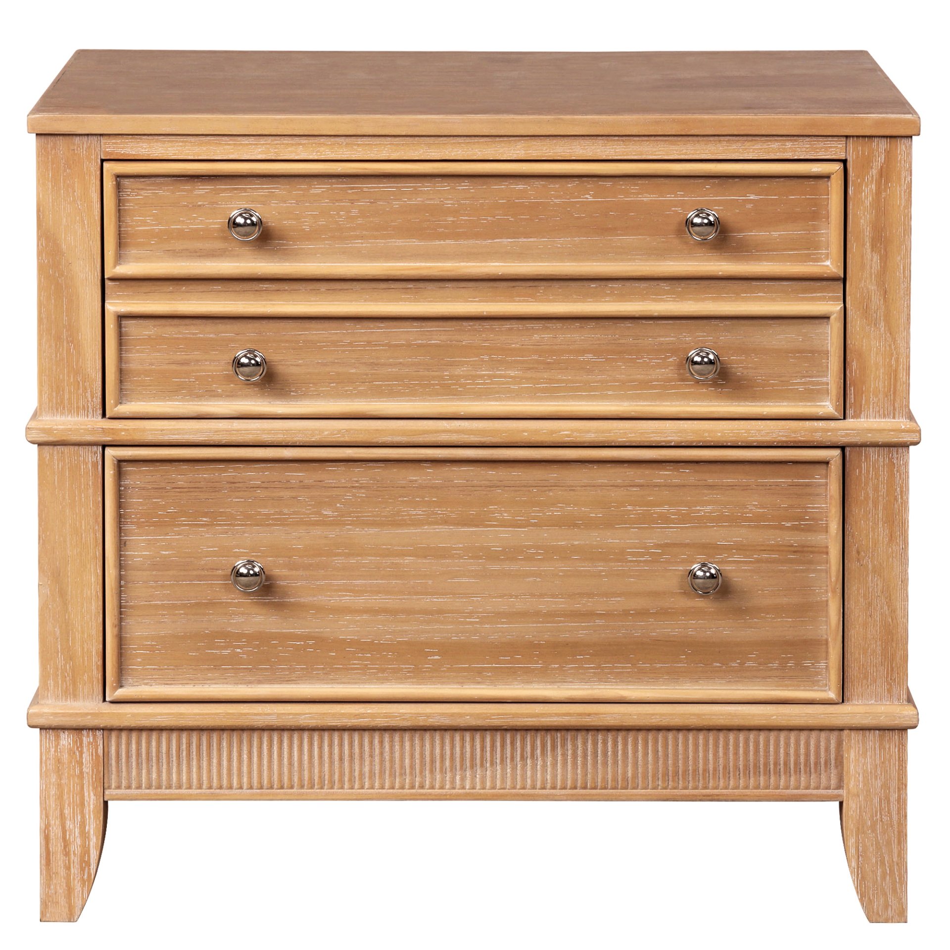 Hazel - 3 Drawer Side Table For Living Room, Hallway, Entryway Solid Wood With Silver Handles - Natural - Image 6