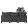 Modern L Shape Modular Sofa, 5 Seat Chenille Sectional Couch Set With 2 Pillows Included, Freely Combinable Indoor Funiture - Black / Gray - Image 3