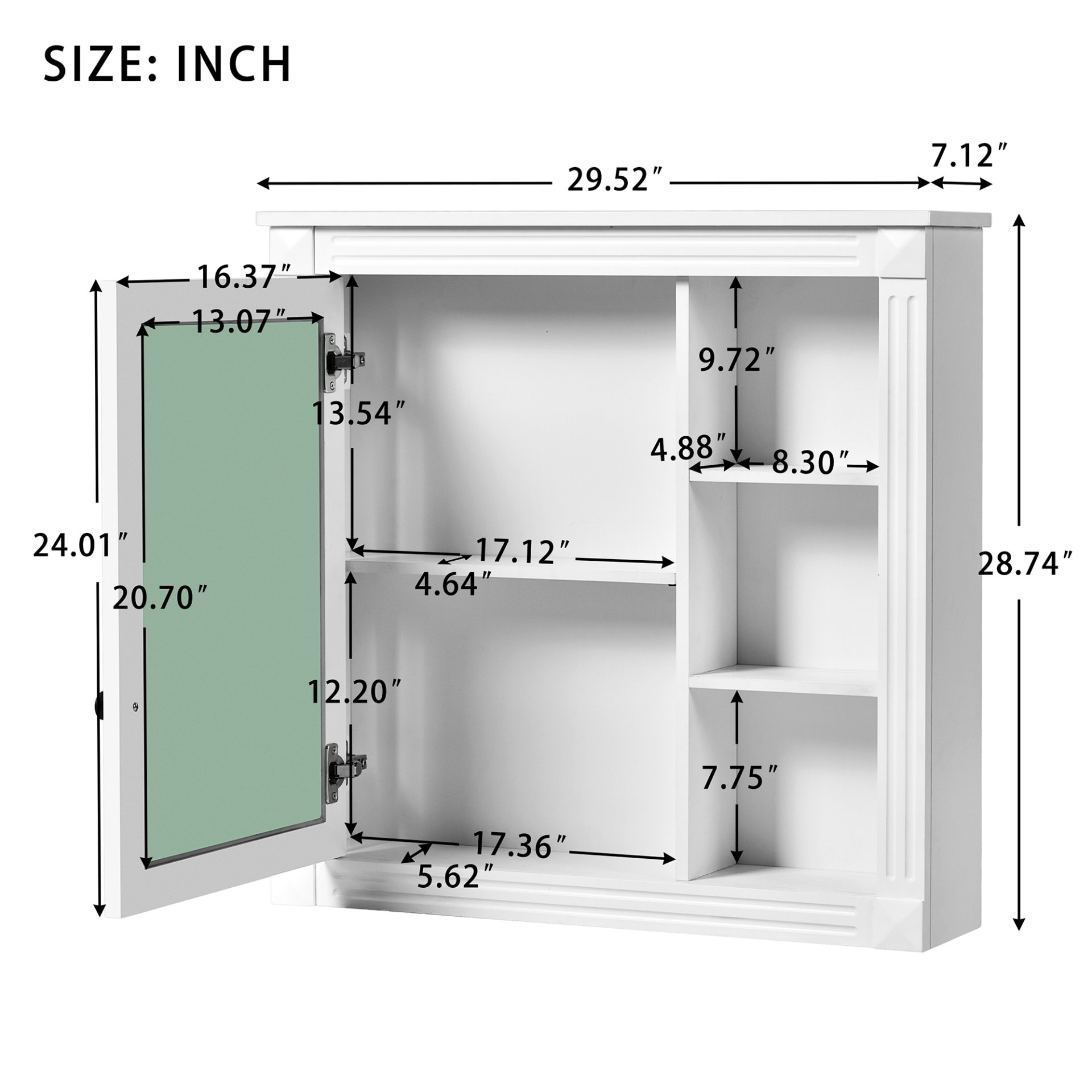 Bathroom Medicine Cabinet With Mirror, Wall Mounted Mirror Cabinet With Storage Organizer, Over The Toilet Storage White Storage Cabinet For Bathroom - White - Image 9
