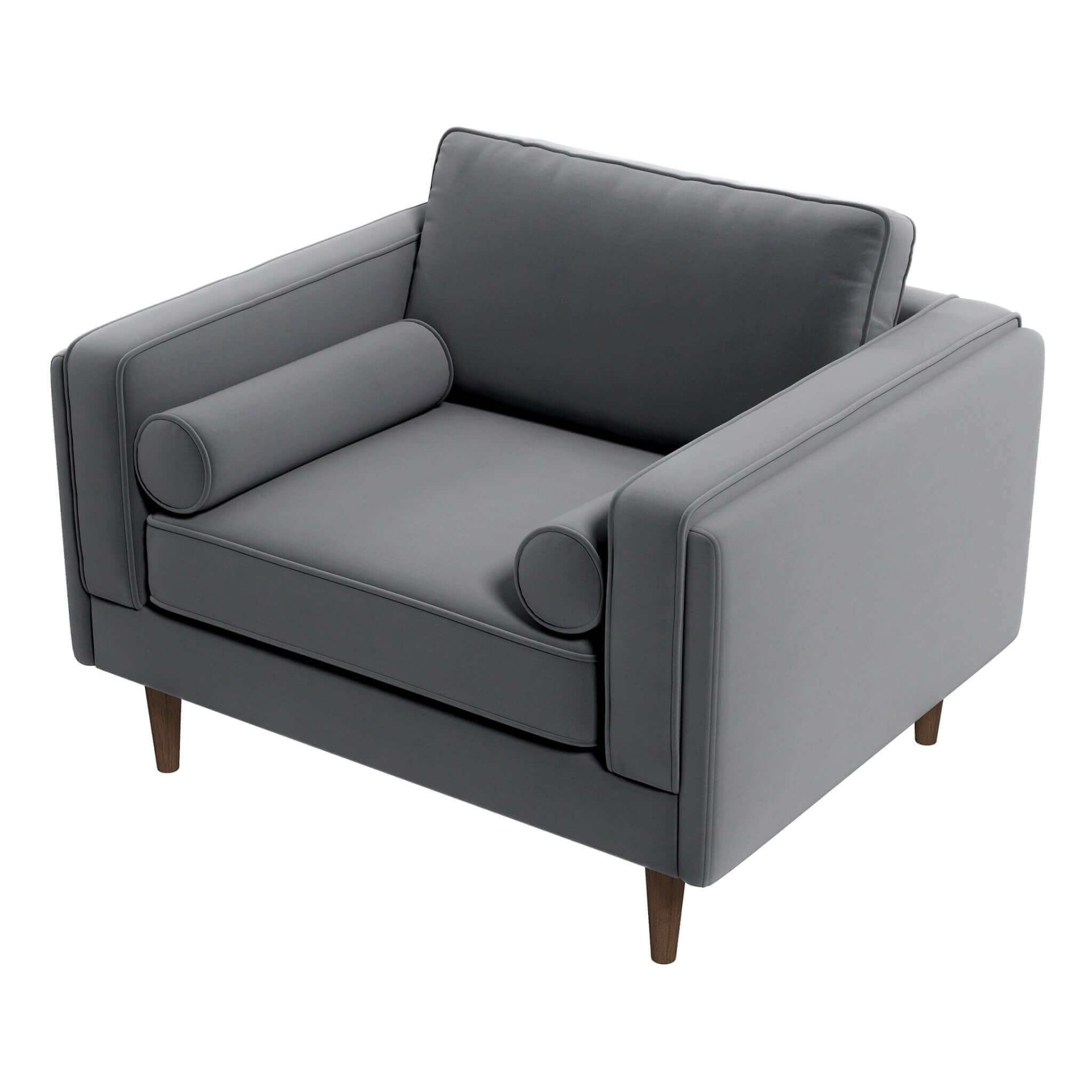 Amber - Velvet Lounge Chair - Brown / Gray - Image 4