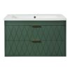 Wall Mounted Bathroom Vanity With Resin Sink, Floating Bathroom Storage Cabinet With 2 Drawers, Bathroom Cabinet - Green - Image 9