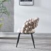 Modern Chair With Golden Color Iron Tube Legs, Soft Cushions And Comfortable Backrest, Suitable For Dining Room, Living Room, Cafe, Hairball Back (Set of 2) - Beige / Black - Image 8