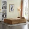 Floor Sofa With 2 Pillows, Convertible Plush Corduroy Foam Filled Sleeper Sofa Bed - Camel - Image 7