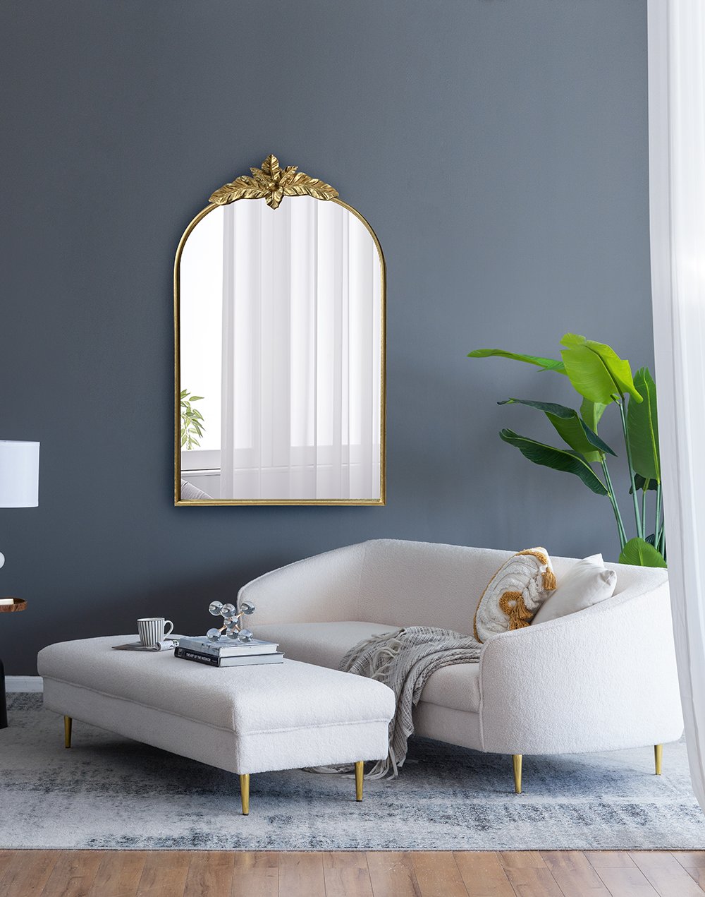 Full Length Mirror, Arched Mirror Hanging Or Leaning Against Wall, LargeMirror For Living Room - Gold - Image 4