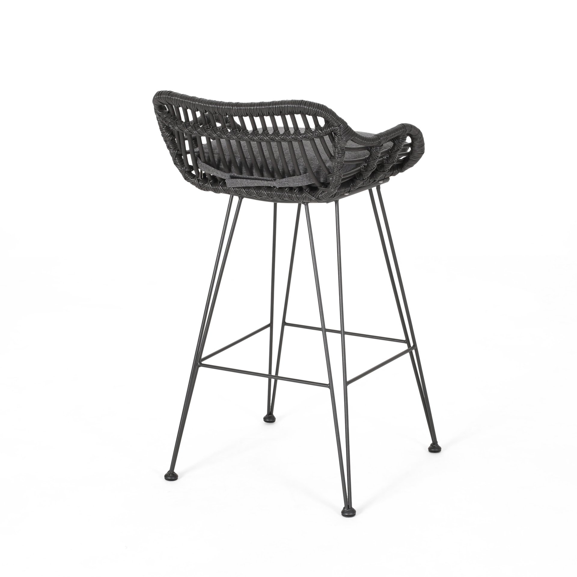 Outdoor Wicker Barstool With Cushions (Set of 2) - Gray - Image 8