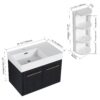 Modern Style 30" Wall Mounted Bathroom Vanity With Resin Sink And Storage Rack Plywood - Black Chestnut - Image 5