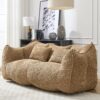 Comfortable Dual Beanbag Chair With High Resilience Foam Core For 2 People In Coffee - Coffee - Image 9