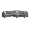 Sectional Sofa Couches Living Room Sets, 7 Seats Modular Sectional Sofa With Ottoman, L Shape Fabric Sofa Corner Couch Set With 3 Pillows - Gray - Image 4