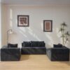 Modular U-Shaped Sectional Sofa, 4 Seater Chaise Lounge With Reversible Design Striped - Black - Image 5