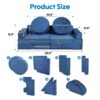 14 Pieces Kids Sofa Modular Play Couch Child Sectional Sofa To Boost Creativity Boys And Girls Diy Creating Playroom Couch Furniture For Toddlers Convertible Foam And Floor Cushion - Blue - Image 3