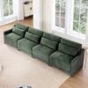 Ergonomic Chenille Four Seater Sofa With Lumbar Pillow Frame High Resilience Sponge - Green - Image 17