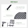 Outsunny - 33" Patio Dining Table Round Cast Aluminium Outdoor Bistro Table With Umbrella Hole - Black - Image 5