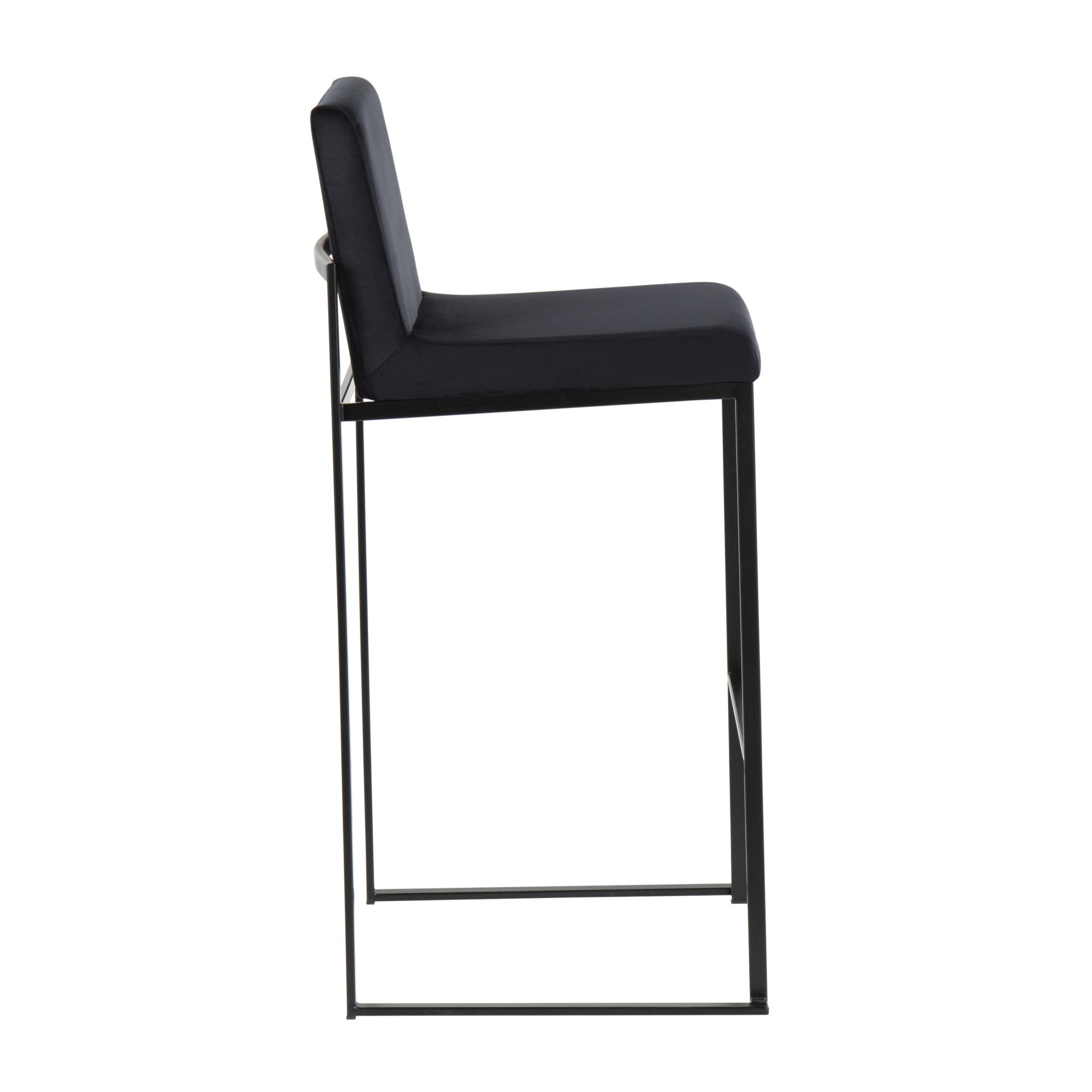 Fuji - Contemporary High Back Barstool (Set of 2) - Black - Fabric - Image 3