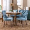 Nikki - Modern, High-End Tufted Solid Wood Contemporary Velvet Upholstered Dining Chair With Wood Legs Nailhead Trim (Set of 2) - Light Blue - Image 14