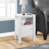 Accent Nightstand Side Table, Storage, Transitional - White - Image 6