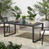 Modern Outdoor Dining Table With, Slatted Top, And U Shaped Legs - Black - Image 6