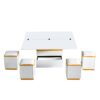 Lift Top Coffee Table With 4 Storage Stools, Multi Functional Adjustable Coffee Table For Living Room - White - Image 23