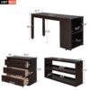 Full Loft Low Study Bed With Cabinet, Shelves And Rolling Portable Desk, Multiple Functions - Espresso - Image 14
