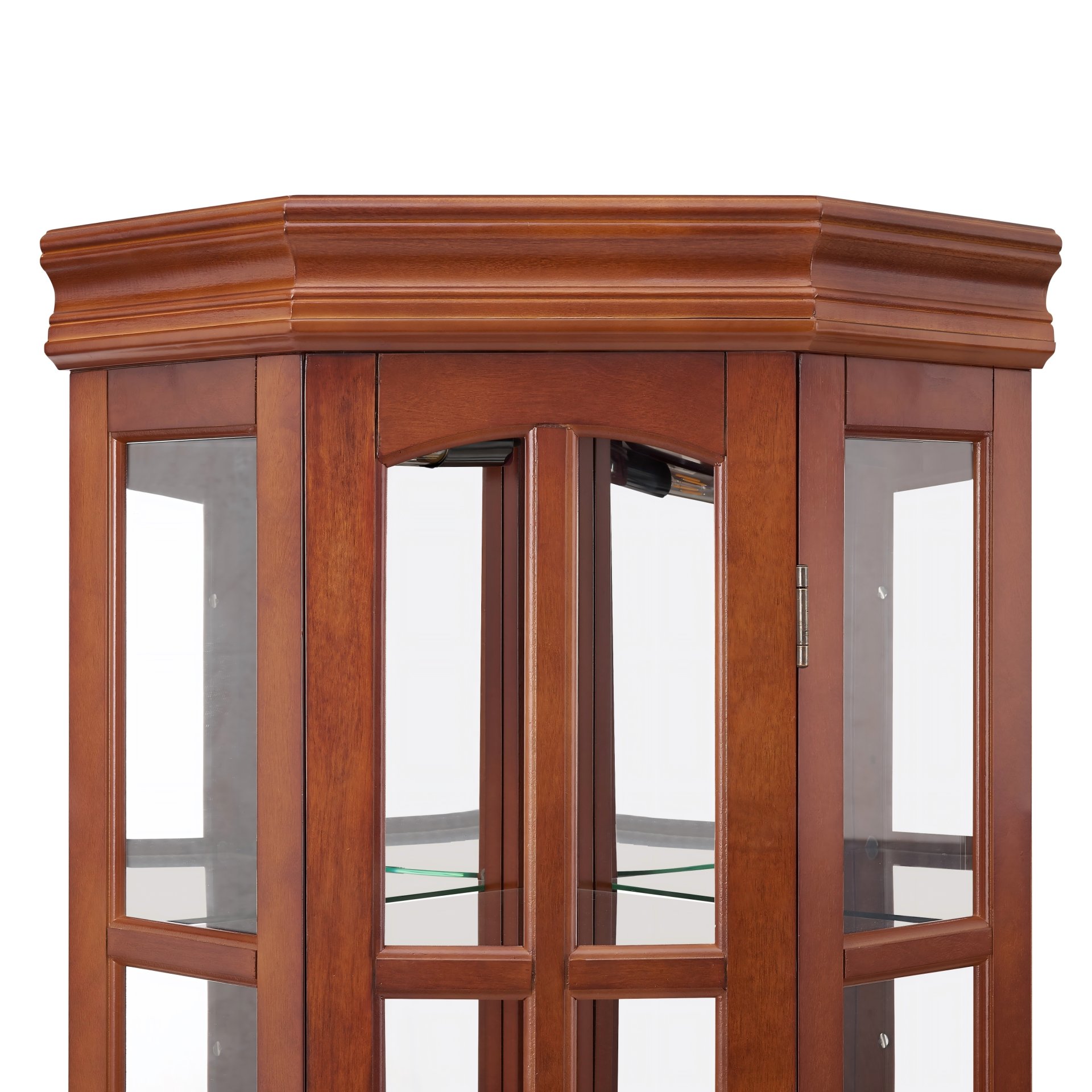 Corner Curio Cabinet With 5 Shelves And Lighting System (E26 Light Bulb Not Included) - Walnut - Image 19