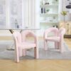 Contemporary Designed Velvet Upholstered Accent / Dining Chair With Armrests - Pink - Image 4
