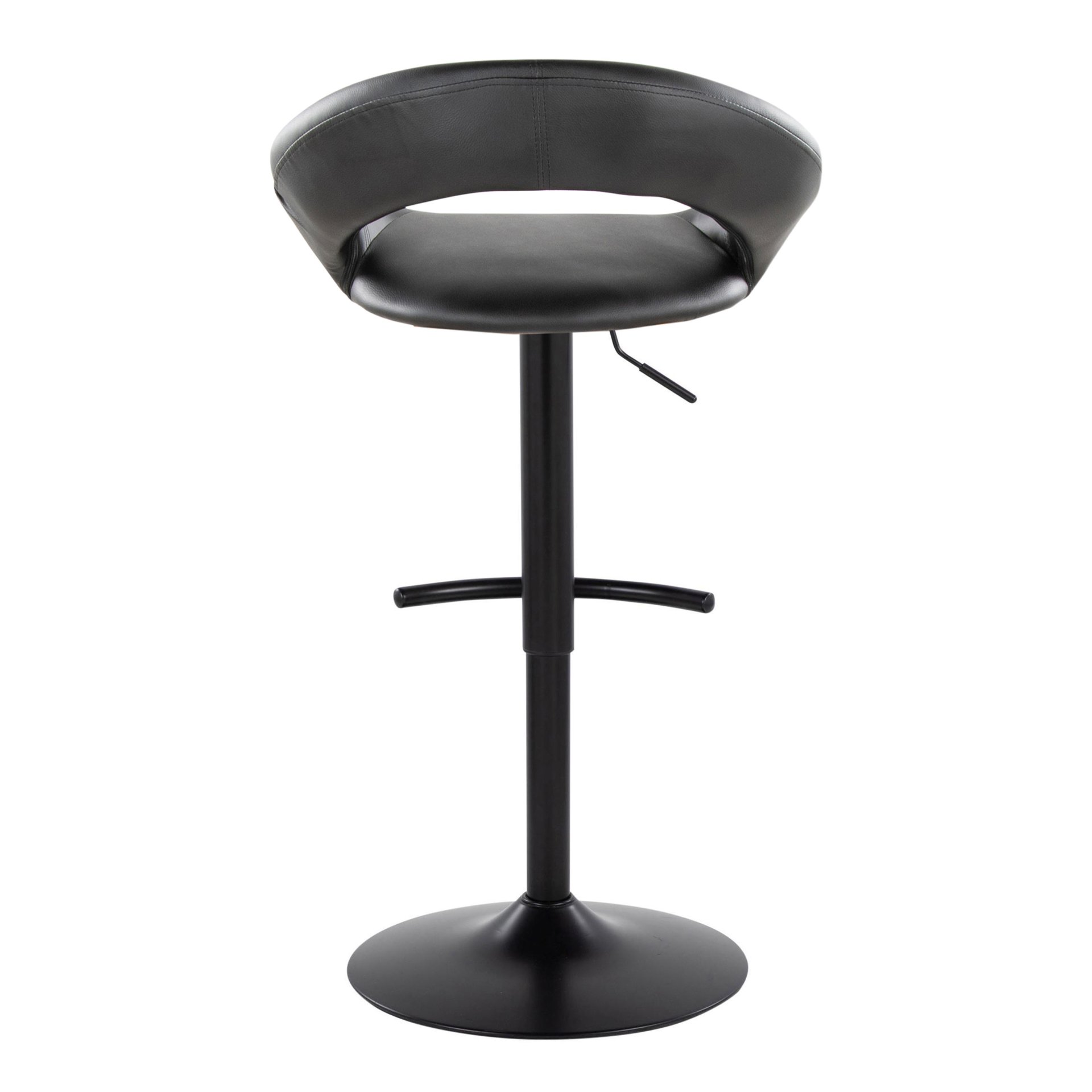 Posh - Contemporary Adjustable Barstool With Swivel With Rounded T Footrest (Set of 2) - Black - Image 5