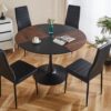 Tulip Round Dining Table, Office Table, Coffee Table - Brown - Image 4