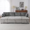 Sectional Sofa Pull Out Sofa Bed Versatile Sofa Sleeper With Large Storage Space, Two USB Ports And Two Cup Holders For Living Room - Gray - Image 10