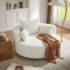 360 Degree Swivel Chair Accent Barrel Chair With Removable Pillows Chenille Fabric - Beige - Image 2
