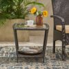 Trenton - Outdoor Side Table With Glass Top - Brown Rattan - Image 5