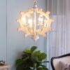 6 Light Chandelier, Hanging Light Fixture With Adjustable Chain For Kitchen, Bulb Not Included - White - Image 3