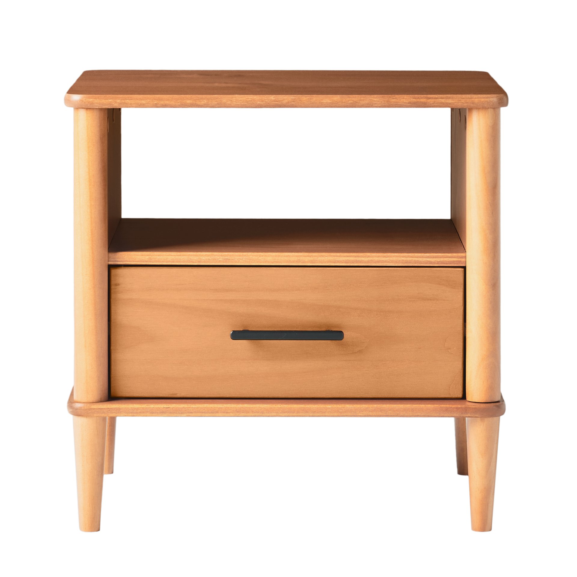 Transitional Solid Wood Spindle Nightstand - Caramel - Image 4
