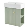 Modern Floating Bathroom Vanity With Ceramic Basin, Perfect For Small Bathrooms, Right Side Storage - Green - Image 12
